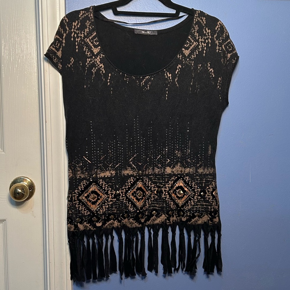 Miss Me Shirt with Beading & Fringe, very y2k